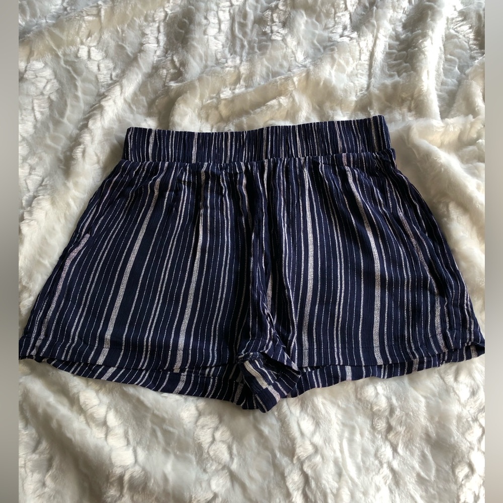 Bundle - Abound High Waisted Olive Green/ Blue & White Striped Shorts Size M